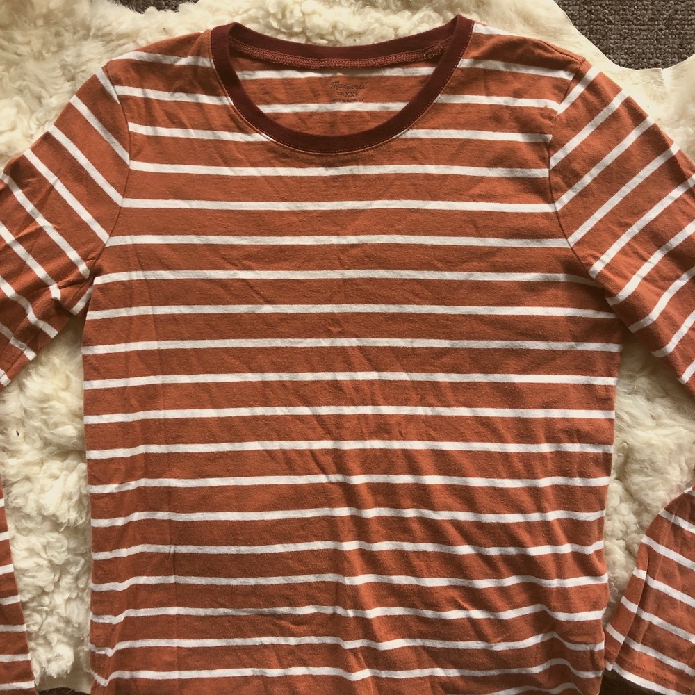 MADEWELL 🧡orange and white🤍 striped long-sleeve